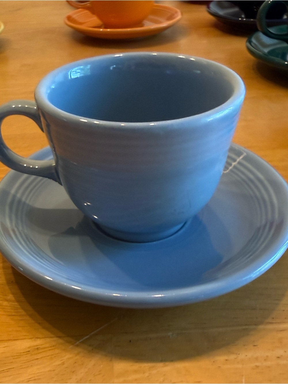 Fiesta periwinkle blue tea cup and saucer set by Homer Laughlin
